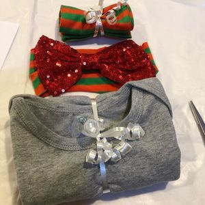 Baby’s 4-Piece Christmas Outfit Sequin Top, Headband, Leggings, Nice List Top